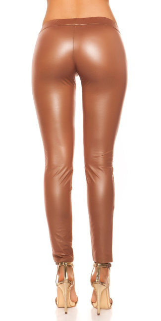 leatherlook-leggings with studs Cappuccino